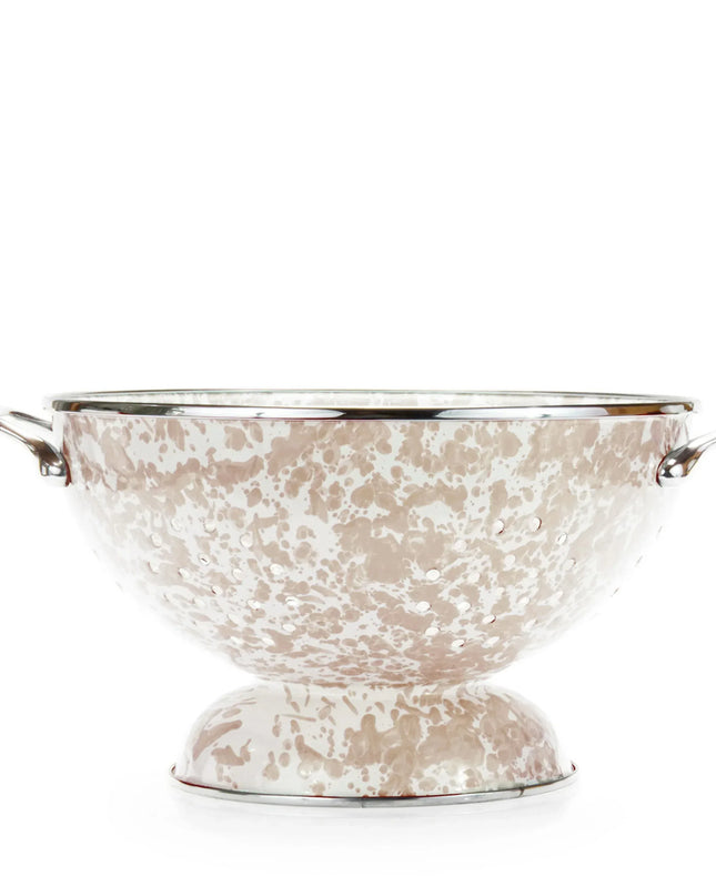 TP25 - Taupe Swirl Large Colander - Golden Rabbit Enamelware