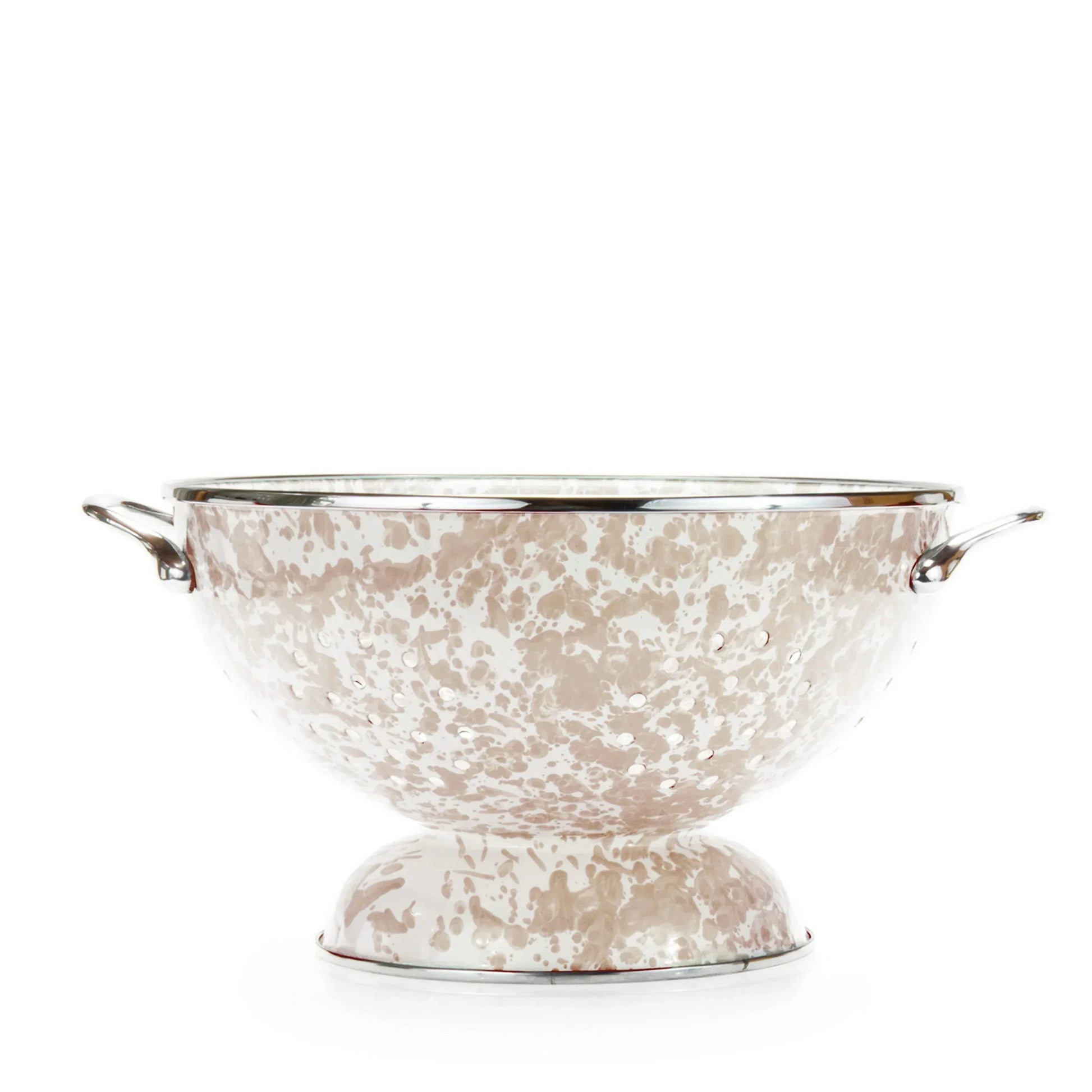 TP25 - Taupe Swirl Large Colander - Golden Rabbit Enamelware