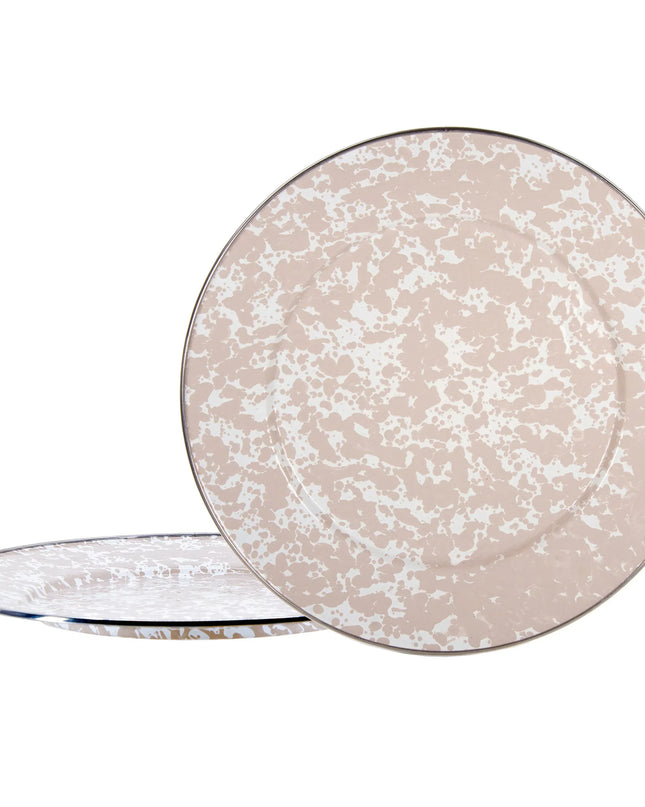 TP26S2 - Taupe Swirl Chargers - Set of 2 - Golden Rabbit Enamelware
