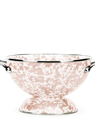 TP27 - Taupe Swirl Medium Colander - Golden Rabbit Enamelware