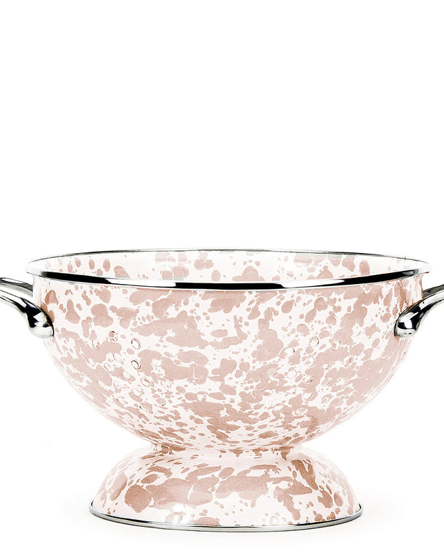 TP27 - Taupe Swirl Medium Colander - Golden Rabbit Enamelware