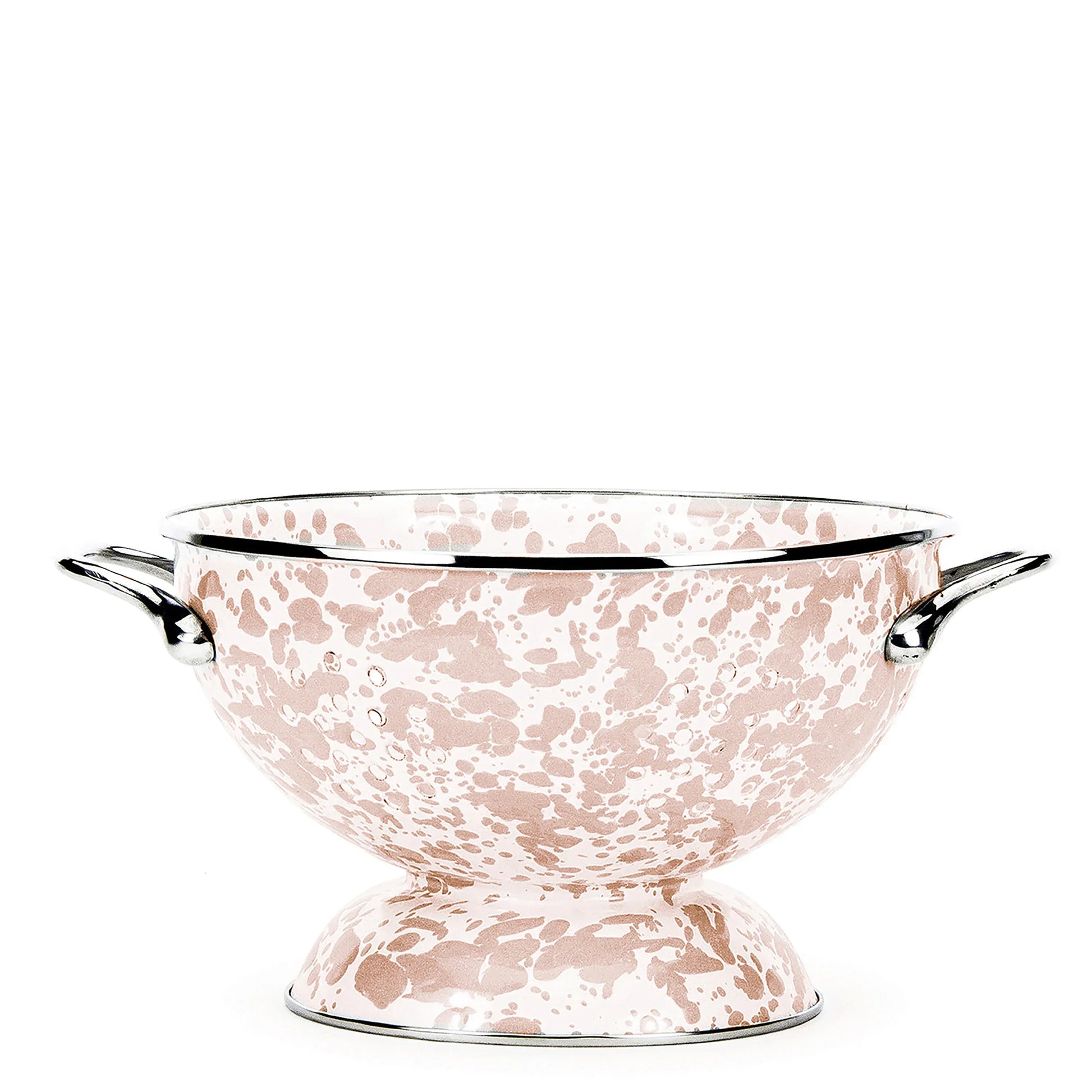 TP27 - Taupe Swirl Medium Colander - Golden Rabbit Enamelware