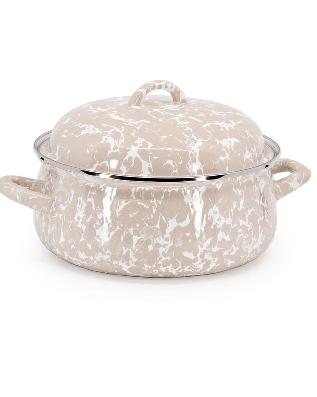 TP31 - Taupe Swirl Dutch Oven - Golden Rabbit Enamelware