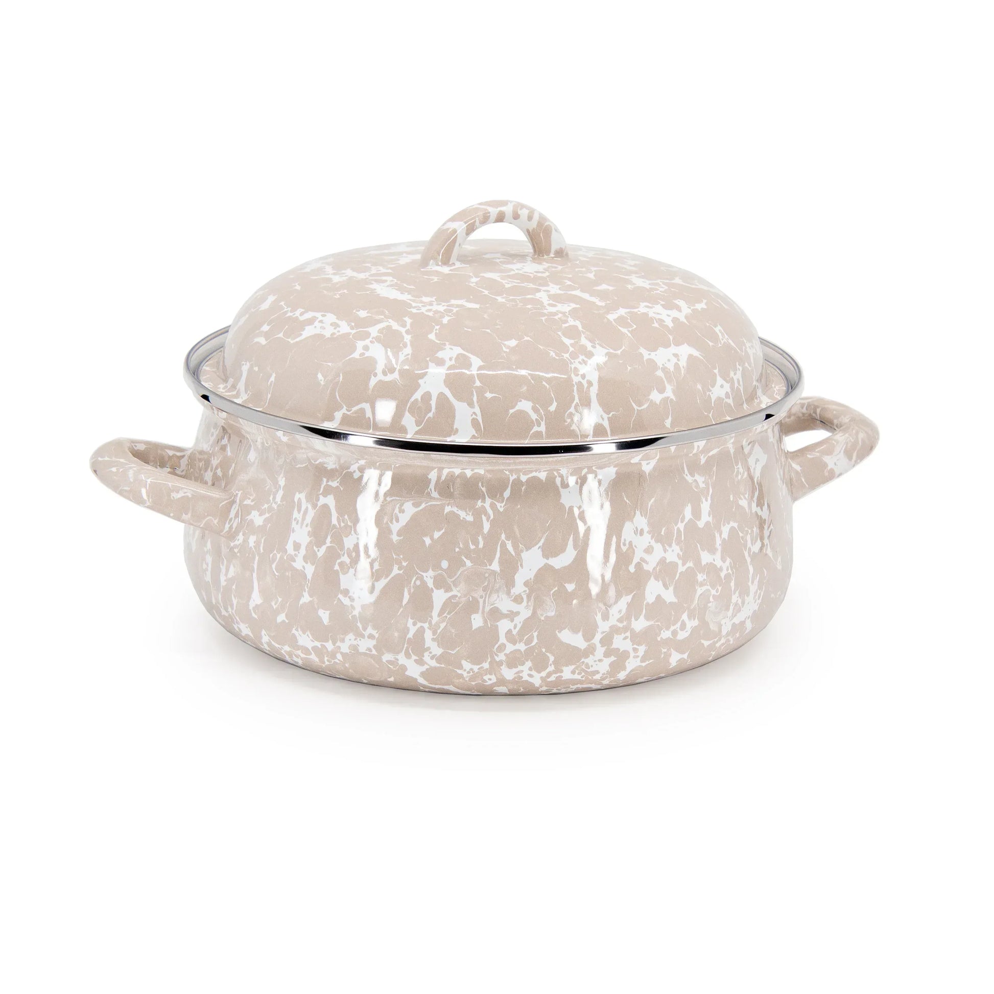 TP31 - Taupe Swirl Dutch Oven - Golden Rabbit Enamelware