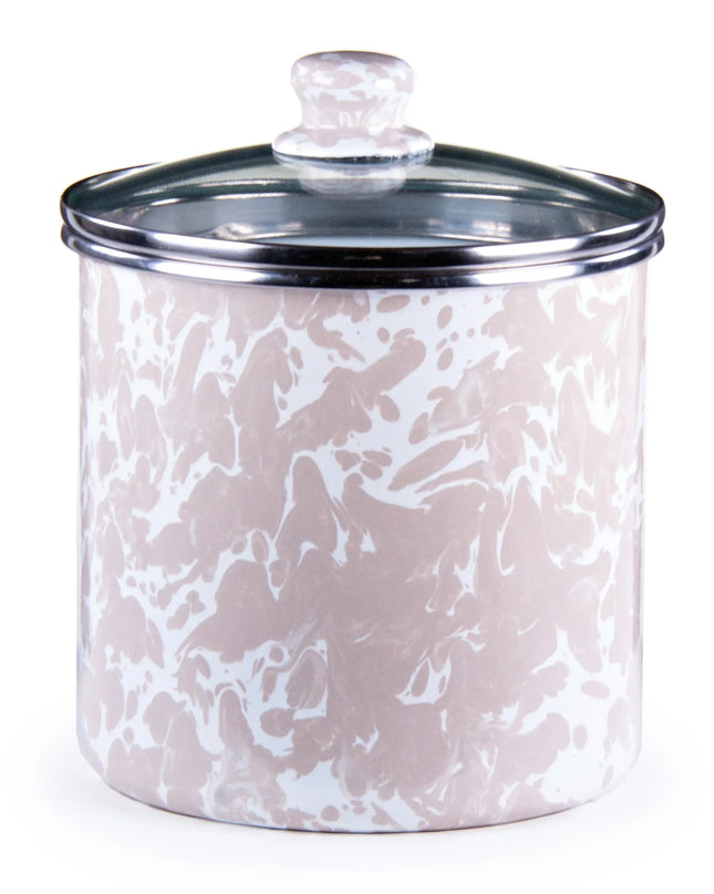 TP38 - Taupe Swirl Canister - Golden Rabbit Enamelware
