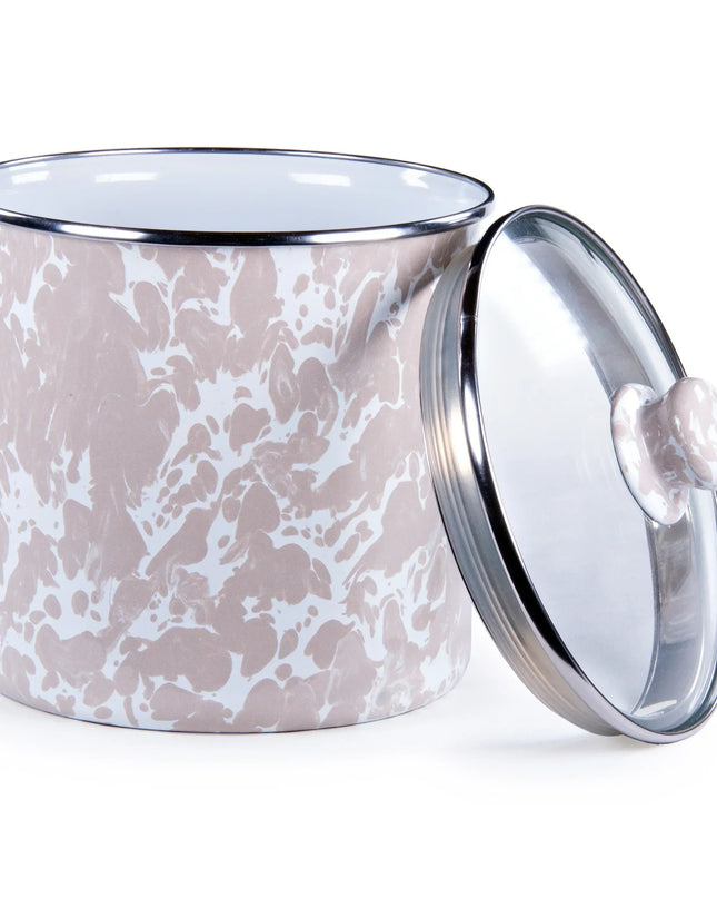 TP38 - Taupe Swirl Canister - Golden Rabbit Enamelware