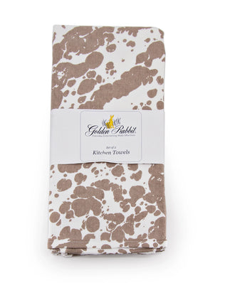 TP52 - Taupe Swirl Kiychen Towel Set - of 2 - Golden Rabbit Enamelware