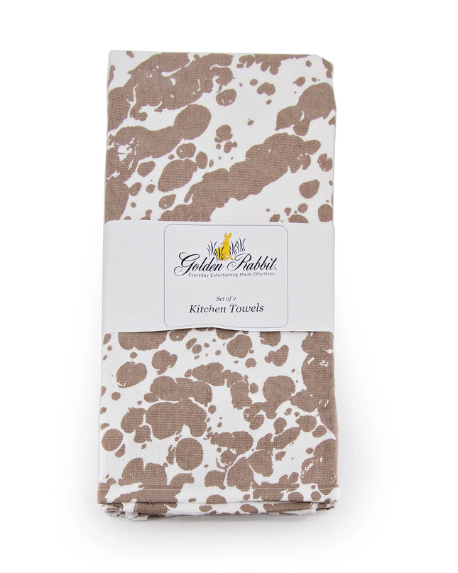 TP52 - Taupe Swirl Kiychen Towel Set - of 2 - Golden Rabbit Enamelware