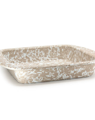 TP53 - Taupe Swirl Brownie Pan - Golden Rabbit Enamelware