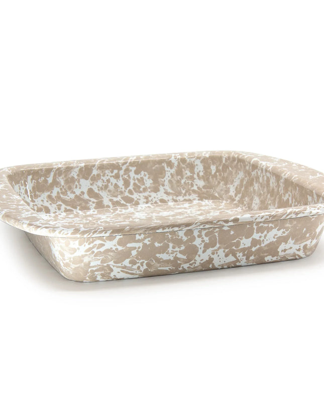 TP53 - Taupe Swirl Brownie Pan - Golden Rabbit Enamelware
