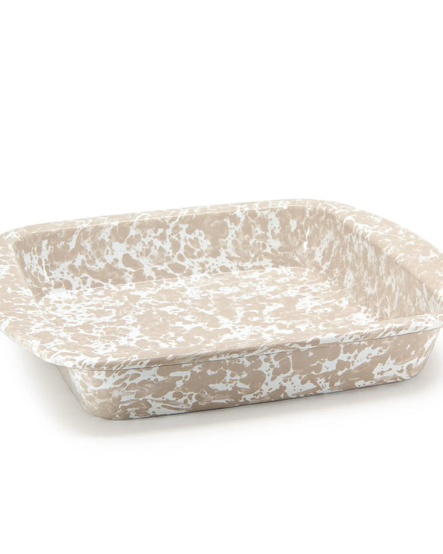 TP53 - Taupe Swirl Brownie Pan - Golden Rabbit Enamelware