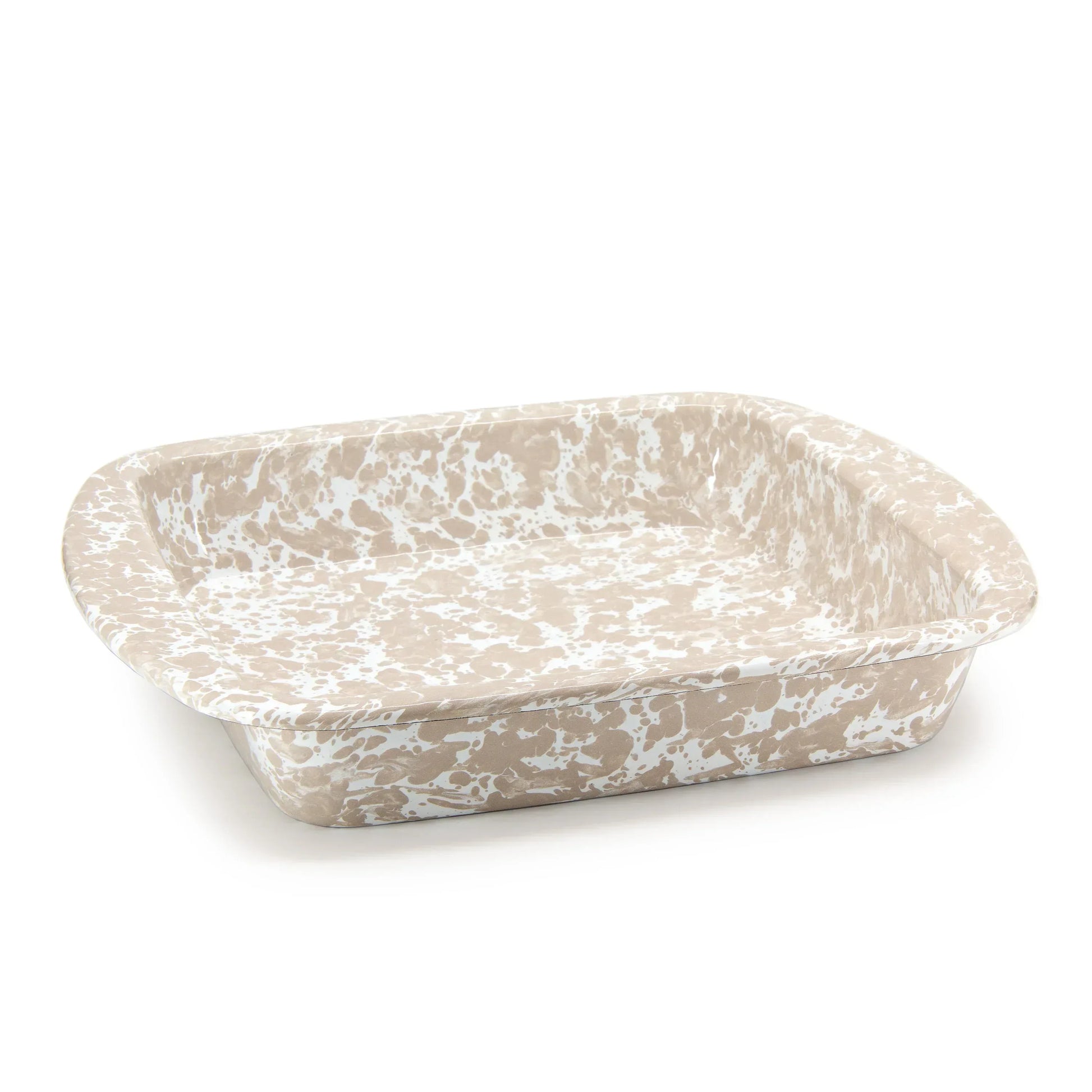 TP53 - Taupe Swirl Brownie Pan - Golden Rabbit Enamelware