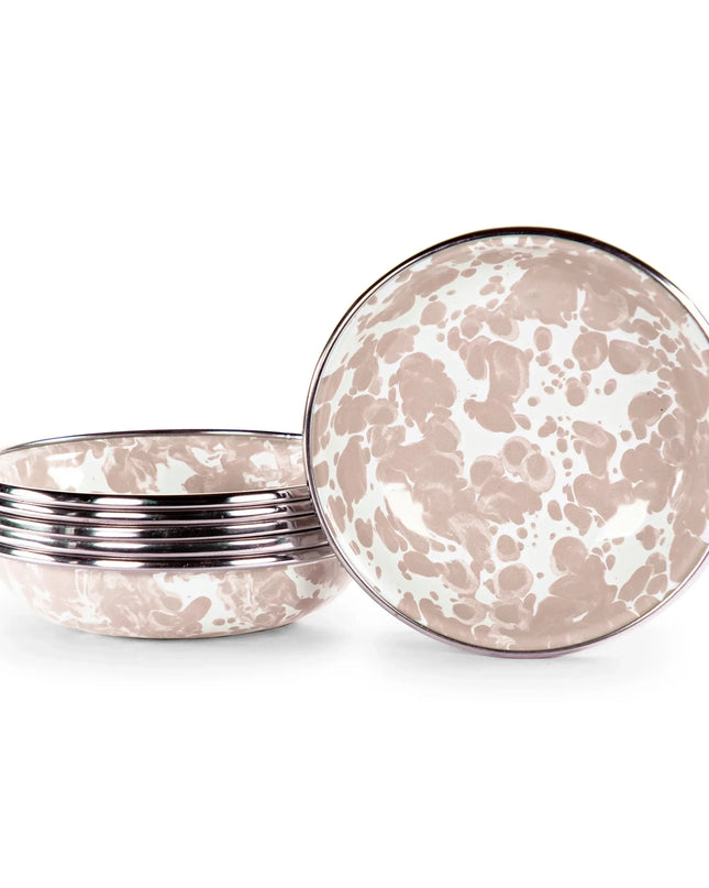 TP59S6 - Taupe Swirl Tasting Dishes - Set of 6 - Golden Rabbit Enamelware