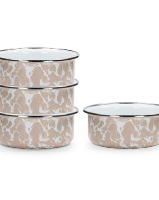 TP60S4 - Taupe Swirl 14oz Soup Bowls - Set of 4 - Golden Rabbit Enamelware
