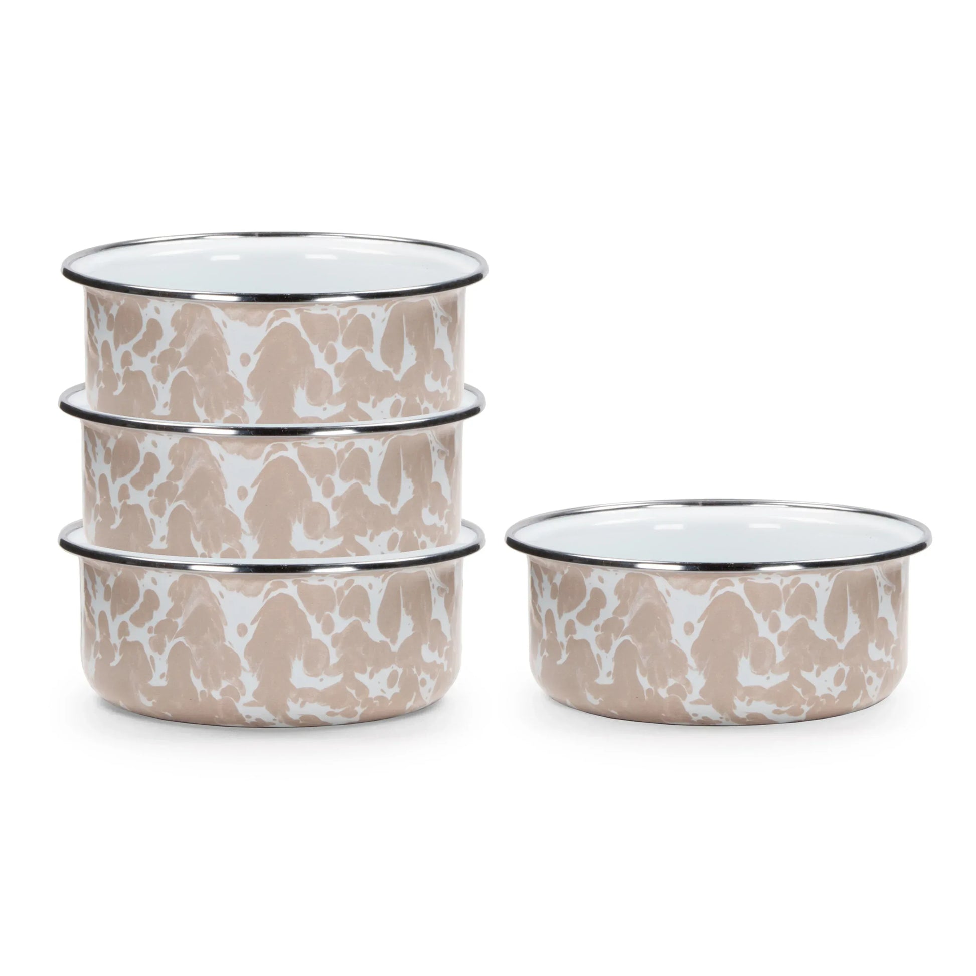 TP60S4 - Taupe Swirl 14oz Soup Bowls - Set of 4 - Golden Rabbit Enamelware