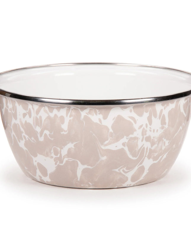 TP61S4 - Taupe Swirl Salad Bowls - Set of 4, Taupe - Golden Rabbit Enamelware