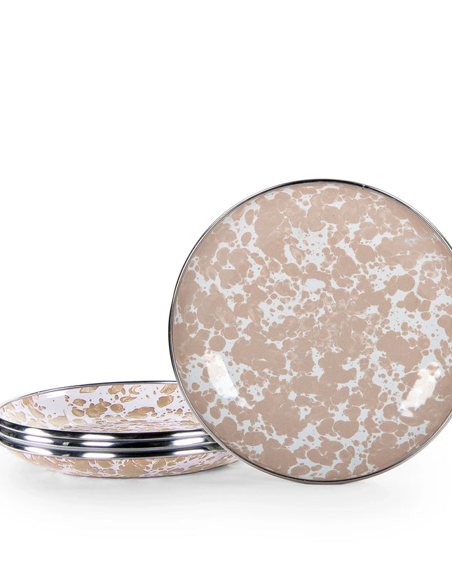 TP62S4 - Taupe Swirl Appetizer Plates- Set of 4 - Golden Rabbit Enamelware
