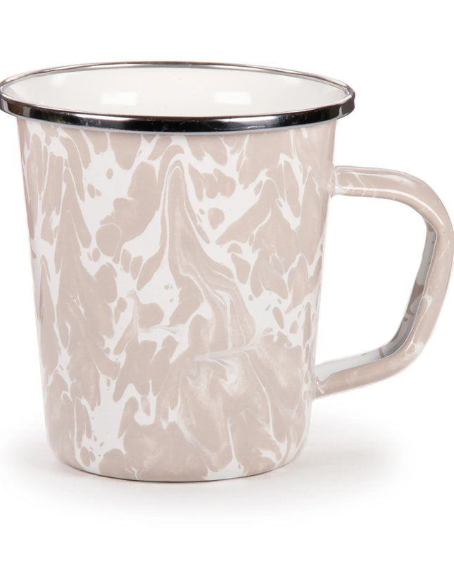TP66S4 - Taupe Swirl 16 oz Latte Mugs - Set of 4 - Golden Rabbit Enamelware