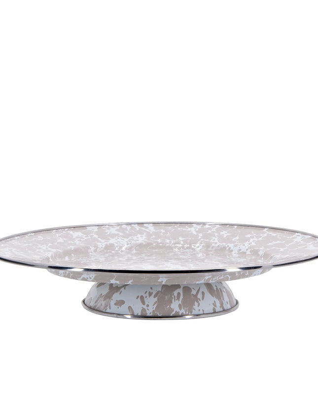 TP76 - Swirl Cake Plate, Taupe - Golden Rabbit Enamelware