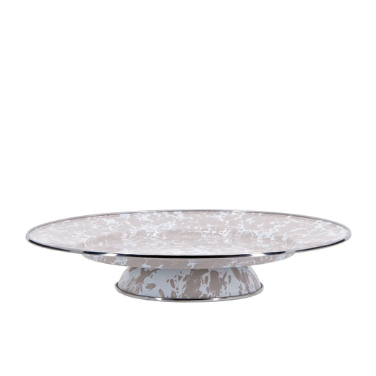 TP76 - Swirl Cake Plate, Taupe - Golden Rabbit Enamelware