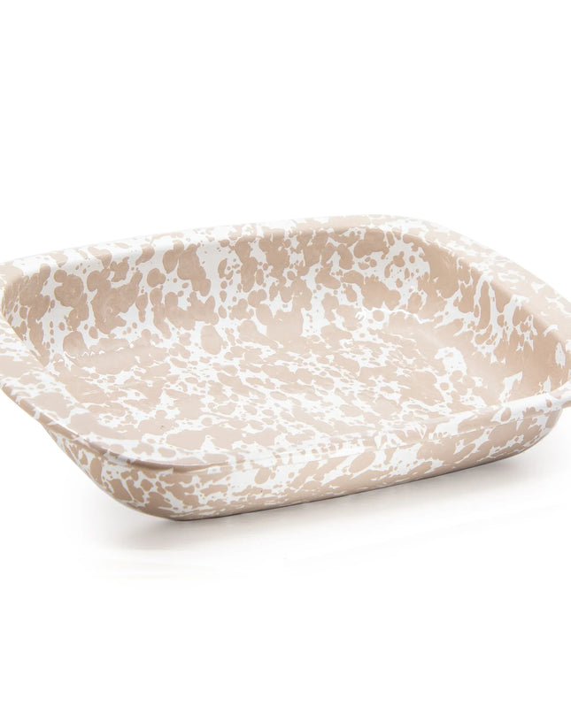 TP78 - Taupe Swirl Baking Pan - Golden Rabbit Enamelware