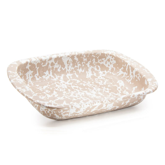 TP78 - Taupe Swirl Baking Pan - Golden Rabbit Enamelware