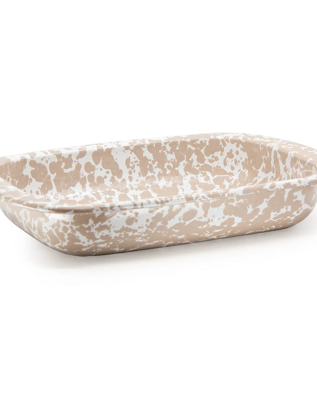 TP78 - Taupe Swirl Baking Pan - Golden Rabbit Enamelware