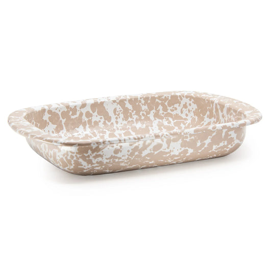 TP78 - Taupe Swirl Baking Pan - Golden Rabbit Enamelware