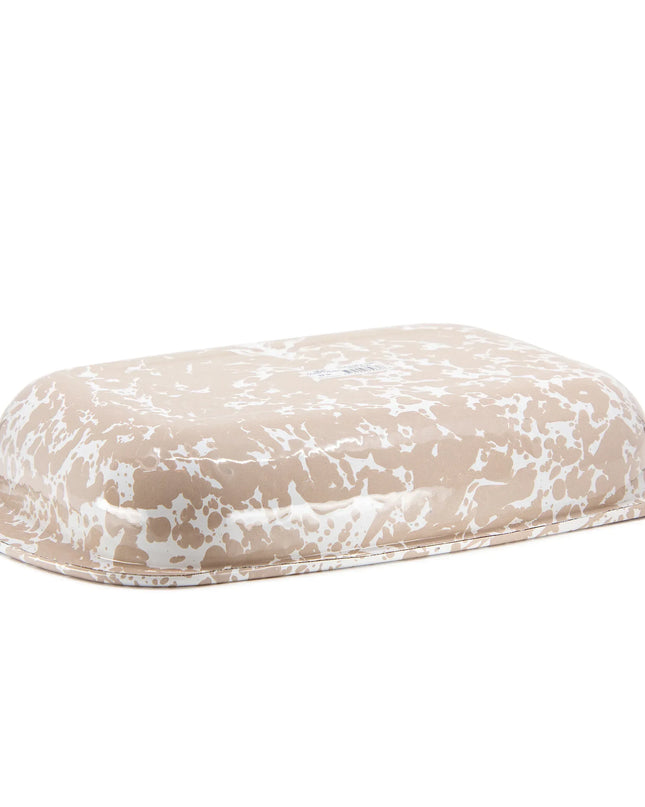 TP78 - Taupe Swirl Baking Pan - Golden Rabbit Enamelware