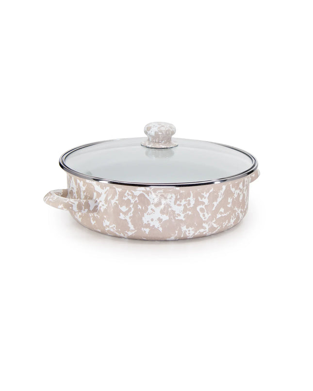 TP79 - Taupe Swirl Small Saute Pan - Golden Rabbit Enamelware