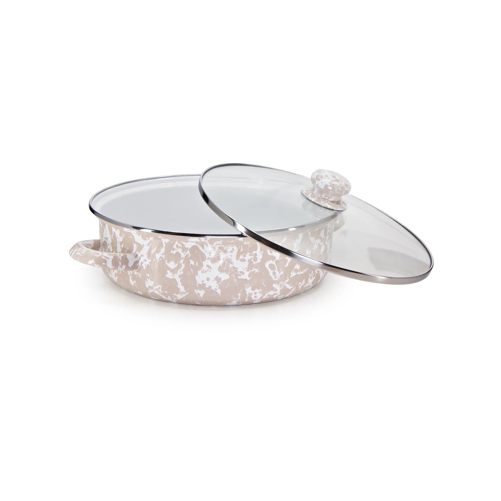 TP79 - Taupe Swirl Small Saute Pan - Golden Rabbit Enamelware