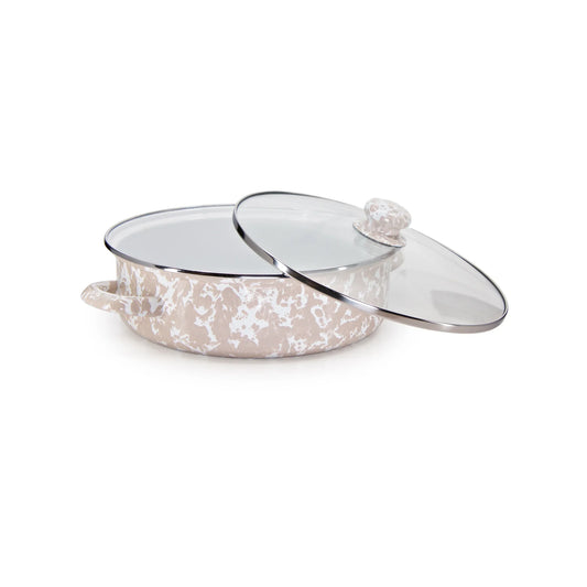 TP79 - Taupe Swirl Small Saute Pan - Golden Rabbit Enamelware