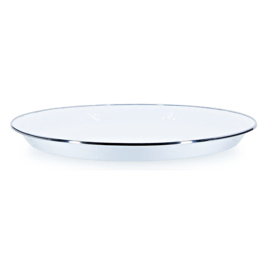 WW01 - White Solid Large Tray - Golden Rabbit Enamelware