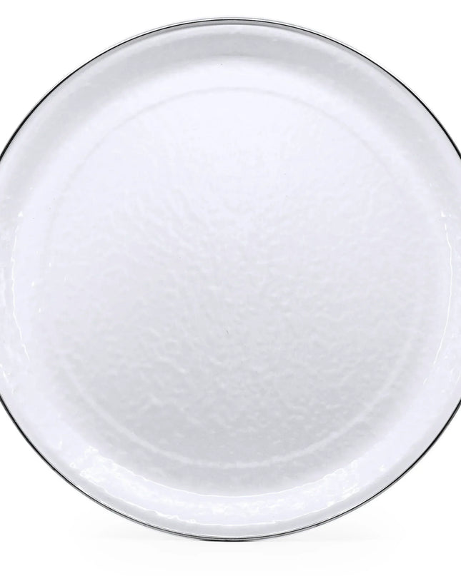 WW70 - Solid White Tray with Steel Table Base - Golden Rabbit Enamelware
