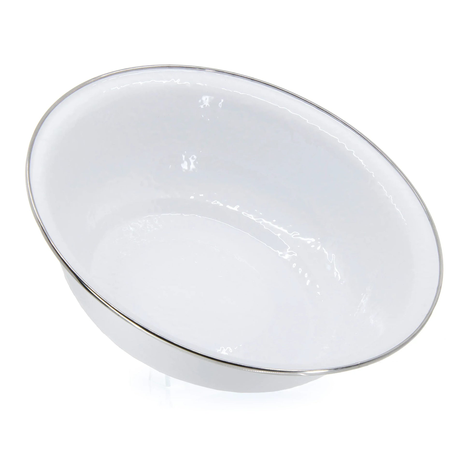 WW03 - White Solid Serving Bowl - Golden Rabbit Enamelware