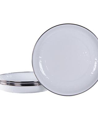 WW04S4 - Solid Pasta Plates - Set of 4, White - Golden Rabbit Enamelware