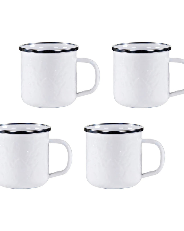WW05S4 - White Solid 12 oz Mugs - Set of 4 - Golden Rabbit Enamelware