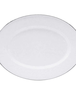WW06 - Solid Oval Platter, White - Golden Rabbit Enamelware
