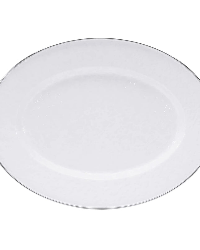 WW06 - Solid Oval Platter, White - Golden Rabbit Enamelware