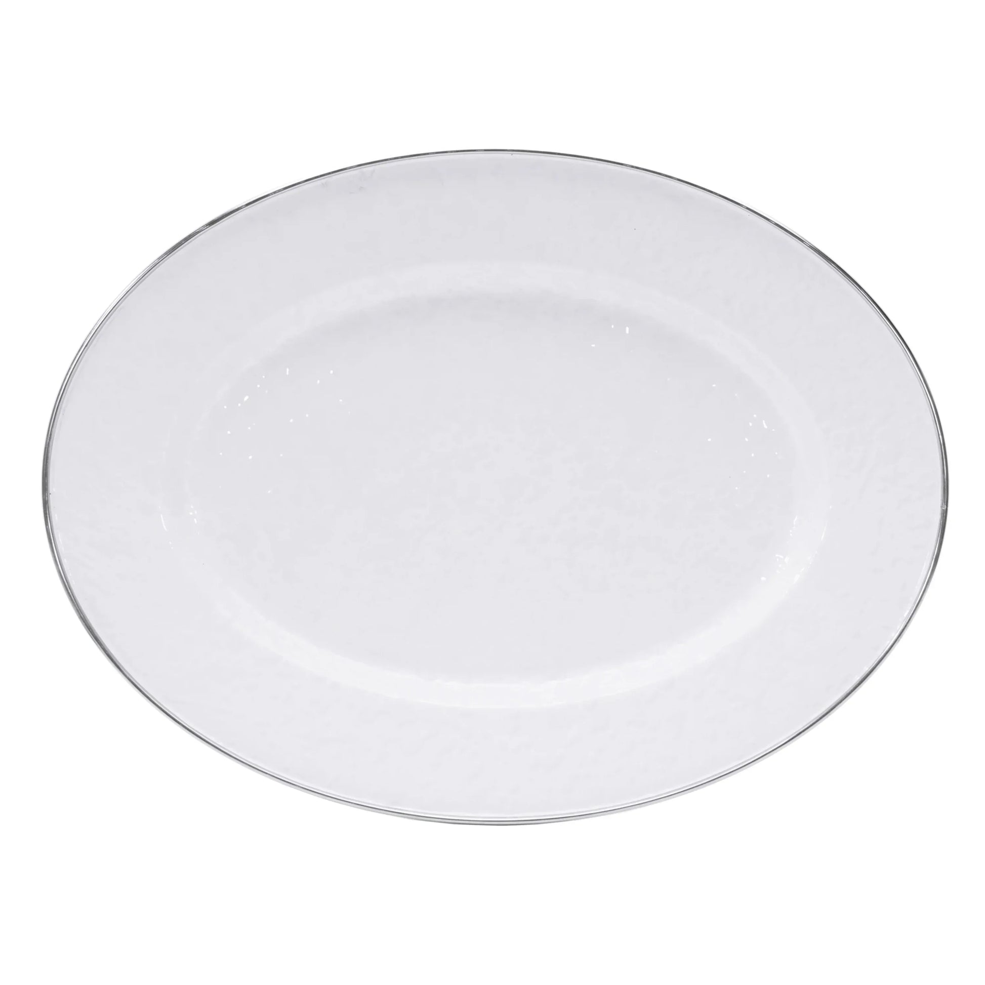 WW06 - Solid Oval Platter, White - Golden Rabbit Enamelware
