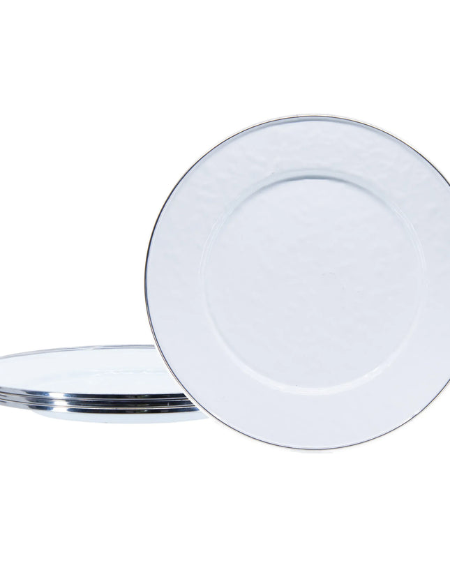 WW07S4 - White Solid Dinner Plates - Set Of 4 - Golden Rabbit Enamelware