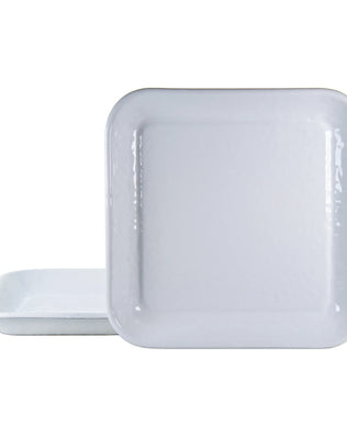 WW09S2 - White Solid Square Trays - Set of 2 - Golden Rabbit Enamelware