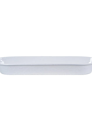 WW10 - White Solid Oval Basket - Golden Rabbit Enamelware