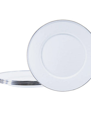 WW11S4 - White Solid Sandwich Plates - Set of 4, - Golden Rabbit Enamelware