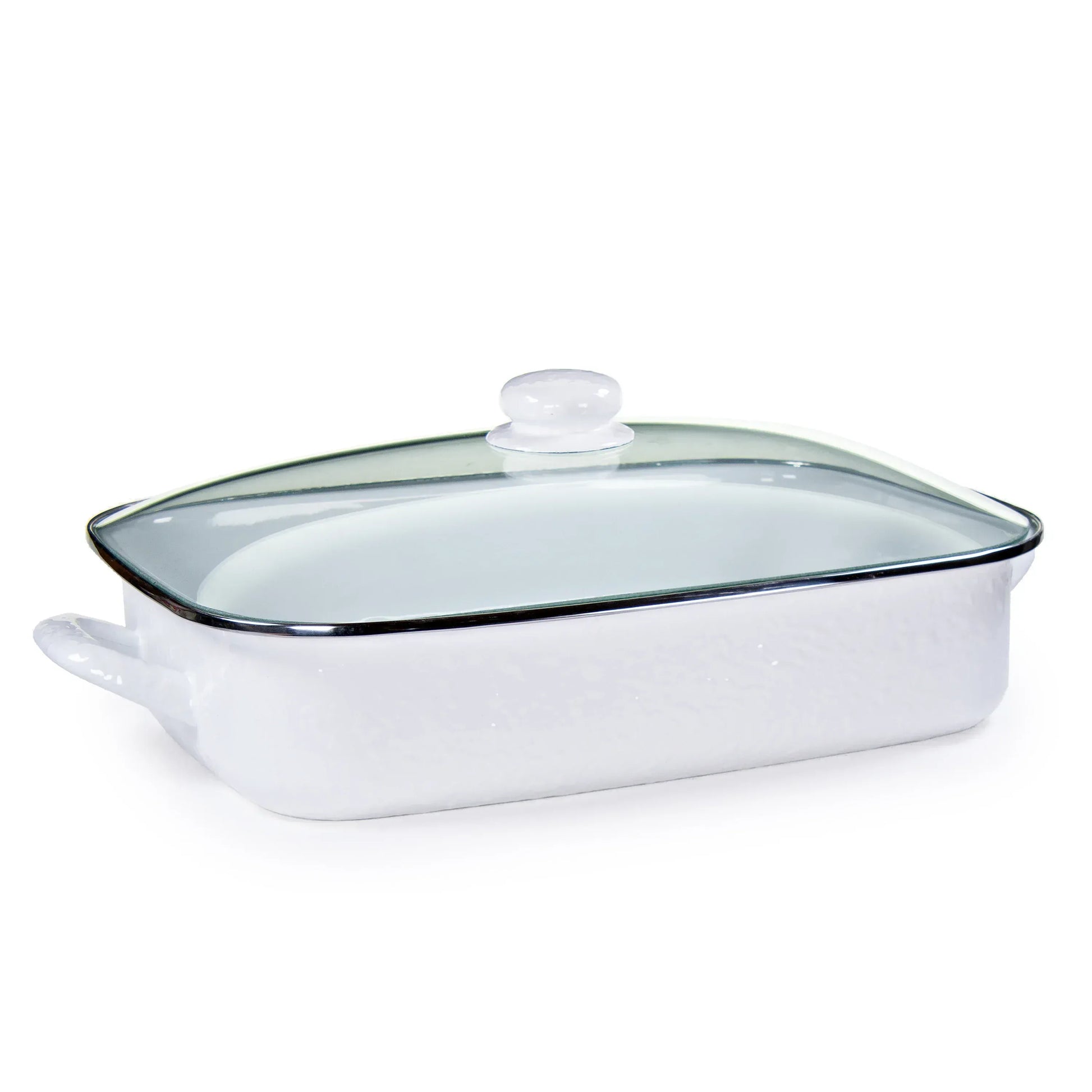 WW15 - White Solid Roasting Pan - Golden Rabbit Enamelware
