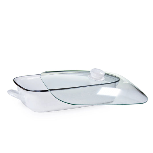 WW15 - White Solid Roasting Pan - Golden Rabbit Enamelware