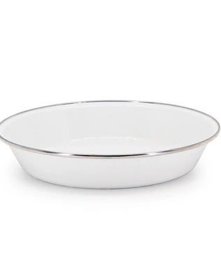 WW17 - White Solid Pie Plate - Golden Rabbit Enamelware