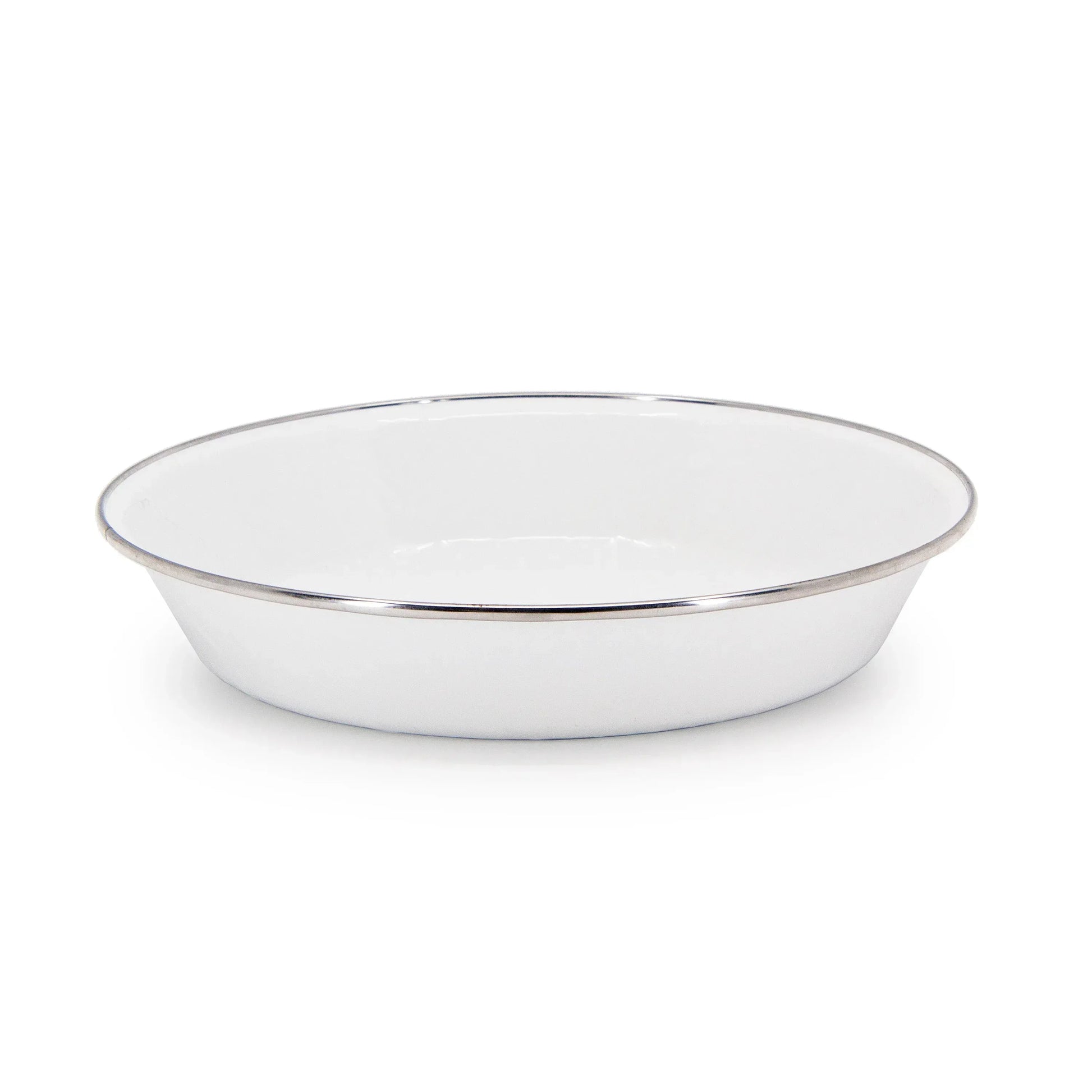 WW17 - White Solid Pie Plate - Golden Rabbit Enamelware