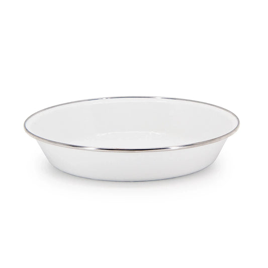 WW17 - White Solid Pie Plate - Golden Rabbit Enamelware