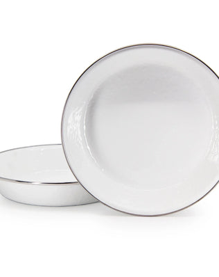 WW17 - White Solid Pie Plate - Golden Rabbit Enamelware